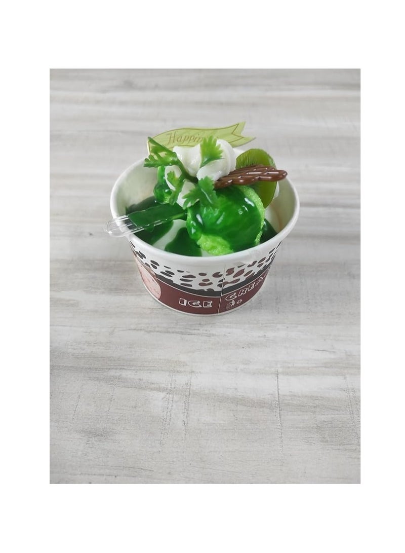 اكسسوارات منزلية ثلاثية الابعاد من الراتنج الحقيقي، ملصقات مغناطيسية للثلاجة، ستيكر لاصق مغناطيسي لاكواب الايس كريم المزيفة، ستيكر لاصق للثلاجة والطعام والثلاجة، اشكال مغناطيسية لطيفة (ايس كريم كيوي) - Image 3