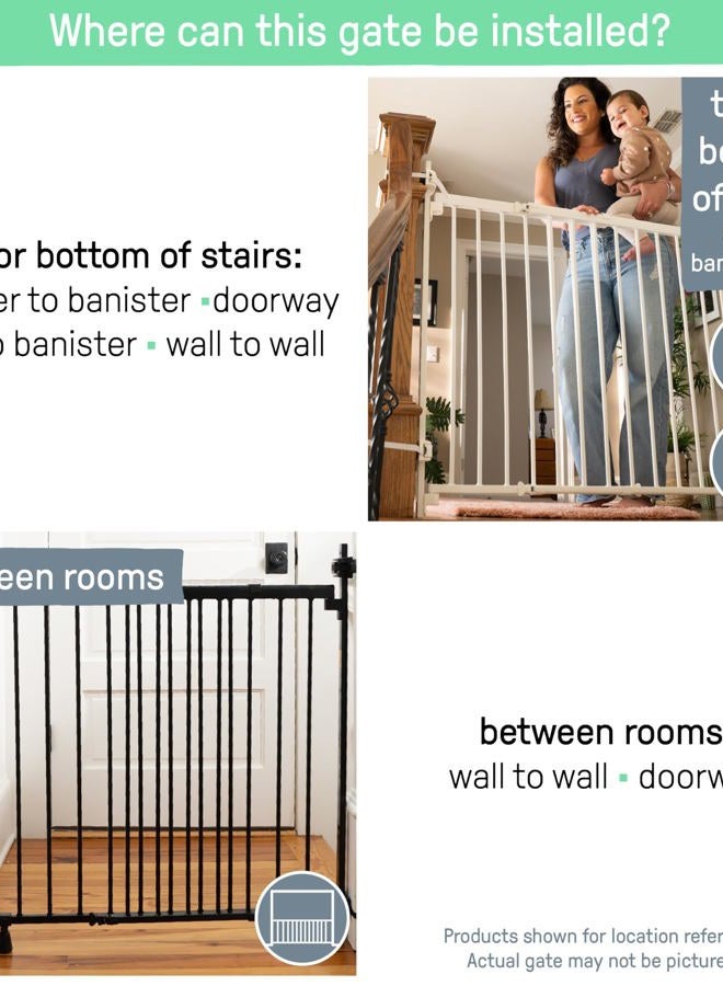 ingenuity Summer Metal Banister and Stair Safety Baby Gate, White Finish – 32.5” Tall, Fits Openings of 31” to 46” Wide, Extra-Wide Door Opens The Full Width of Your Stairway, Convenient Baby and Pet Gate - Image 4