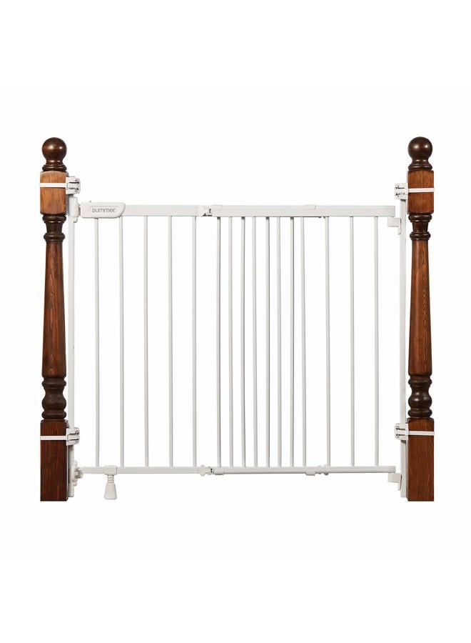 ingenuity Summer Metal Banister and Stair Safety Baby Gate, White Finish – 32.5” Tall, Fits Openings of 31” to 46” Wide, Extra-Wide Door Opens The Full Width of Your Stairway, Convenient Baby and Pet Gate - Image 1