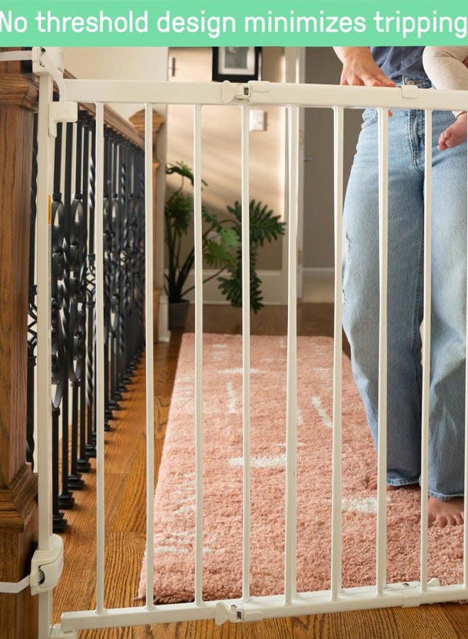 ingenuity Summer Metal Banister and Stair Safety Baby Gate, White Finish – 32.5” Tall, Fits Openings of 31” to 46” Wide, Extra-Wide Door Opens The Full Width of Your Stairway, Convenient Baby and Pet Gate - Image 5