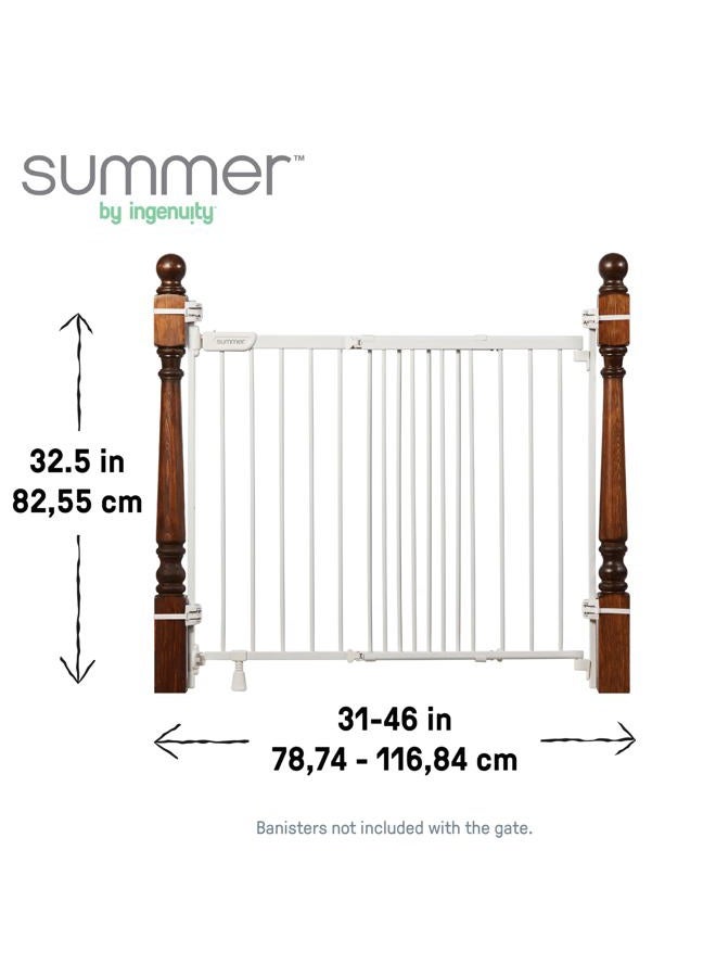 ingenuity Summer Metal Banister and Stair Safety Baby Gate, White Finish – 32.5” Tall, Fits Openings of 31” to 46” Wide, Extra-Wide Door Opens The Full Width of Your Stairway, Convenient Baby and Pet Gate - Image 2