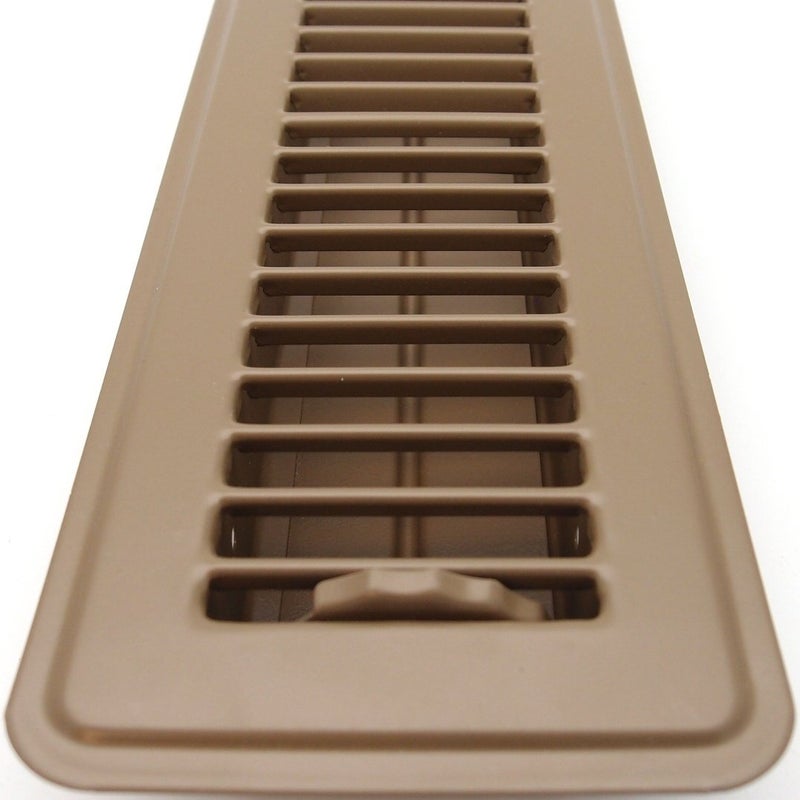 HVAC Premium 12" X 4" Floor Register with Louvered Design - Heavy Duty Rigid Floor Air Supply with Damper & Lever - Brown  - Image 5