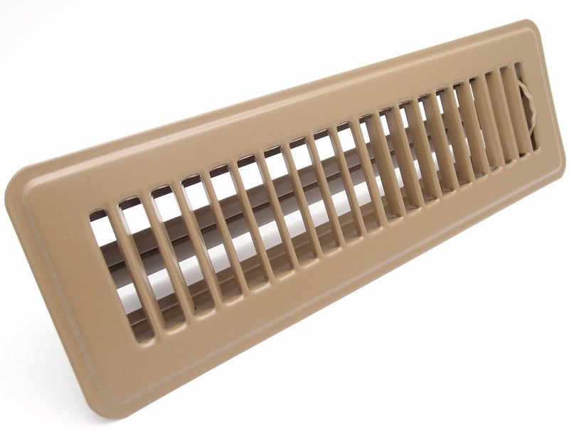 HVAC Premium 12" X 4" Floor Register with Louvered Design - Heavy Duty Rigid Floor Air Supply with Damper & Lever - Brown  - Image 3