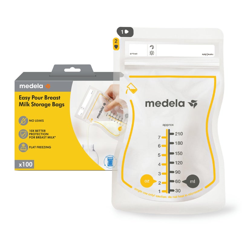Medela Easy Pour Breastmilk Storage Bags 100 Count 7oz210ml Disposable Leakproof Fast Freeze Breast Milk Protection Recyclable BPA Free - Image 3