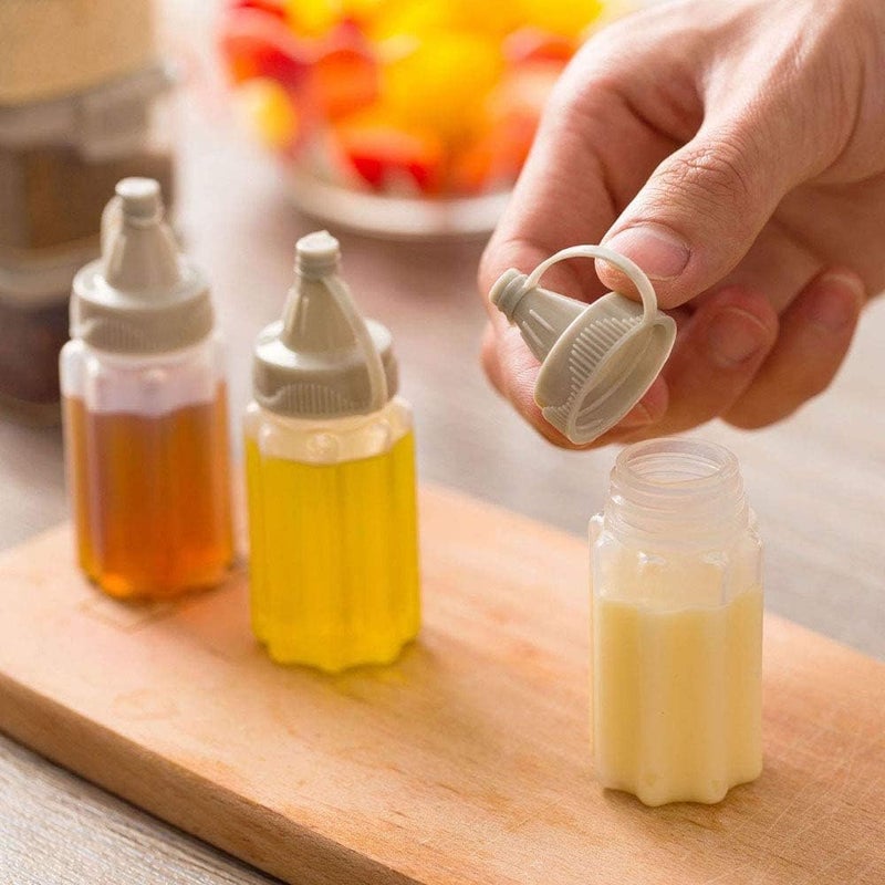 Baolaili 4Pcs Mini Jam Squeeze Bottle Jar Sauce Seasoning Box With Lid  Squeeze Bottle Portable Pp Kitchen Easy Clean Spices Storage Container - Image 4