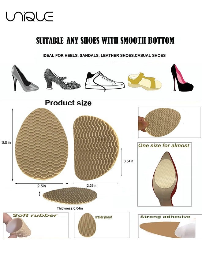 Unique 4Pairs Non-Slip Shoes Pads Self-Adhesive Shoe Grips Rubber Anti-Slip Shoe Grips Sole Stick Protector for Shoes Bottom Premium Rubber Non-Skid Sole Protector - Beige - Image 2