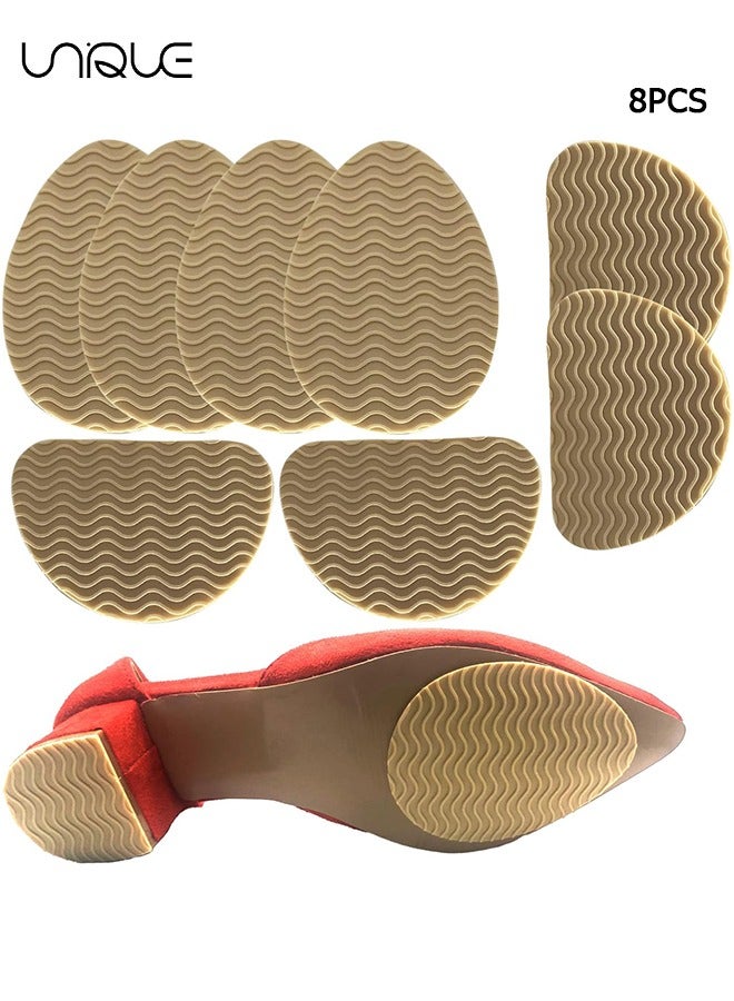 Unique 4Pairs Non-Slip Shoes Pads Self-Adhesive Shoe Grips Rubber Anti-Slip Shoe Grips Sole Stick Protector for Shoes Bottom Premium Rubber Non-Skid Sole Protector - Beige - Image 1