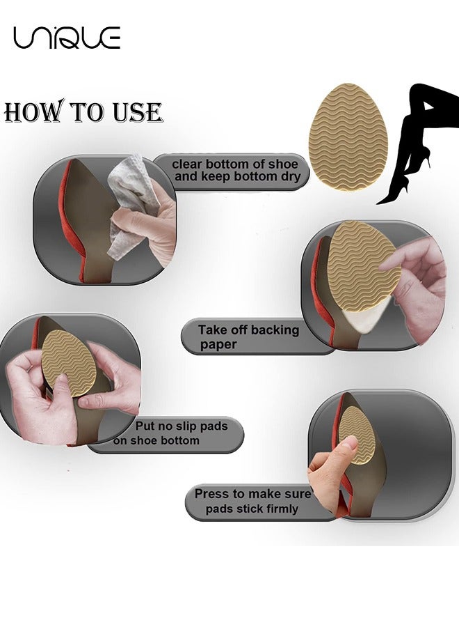 Unique 4Pairs Non-Slip Shoes Pads Self-Adhesive Shoe Grips Rubber Anti-Slip Shoe Grips Sole Stick Protector for Shoes Bottom Premium Rubber Non-Skid Sole Protector - Beige - Image 5