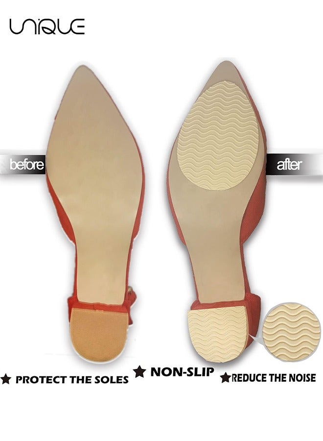 Unique 4Pairs Non-Slip Shoes Pads Self-Adhesive Shoe Grips Rubber Anti-Slip Shoe Grips Sole Stick Protector for Shoes Bottom Premium Rubber Non-Skid Sole Protector - Beige - Image 3