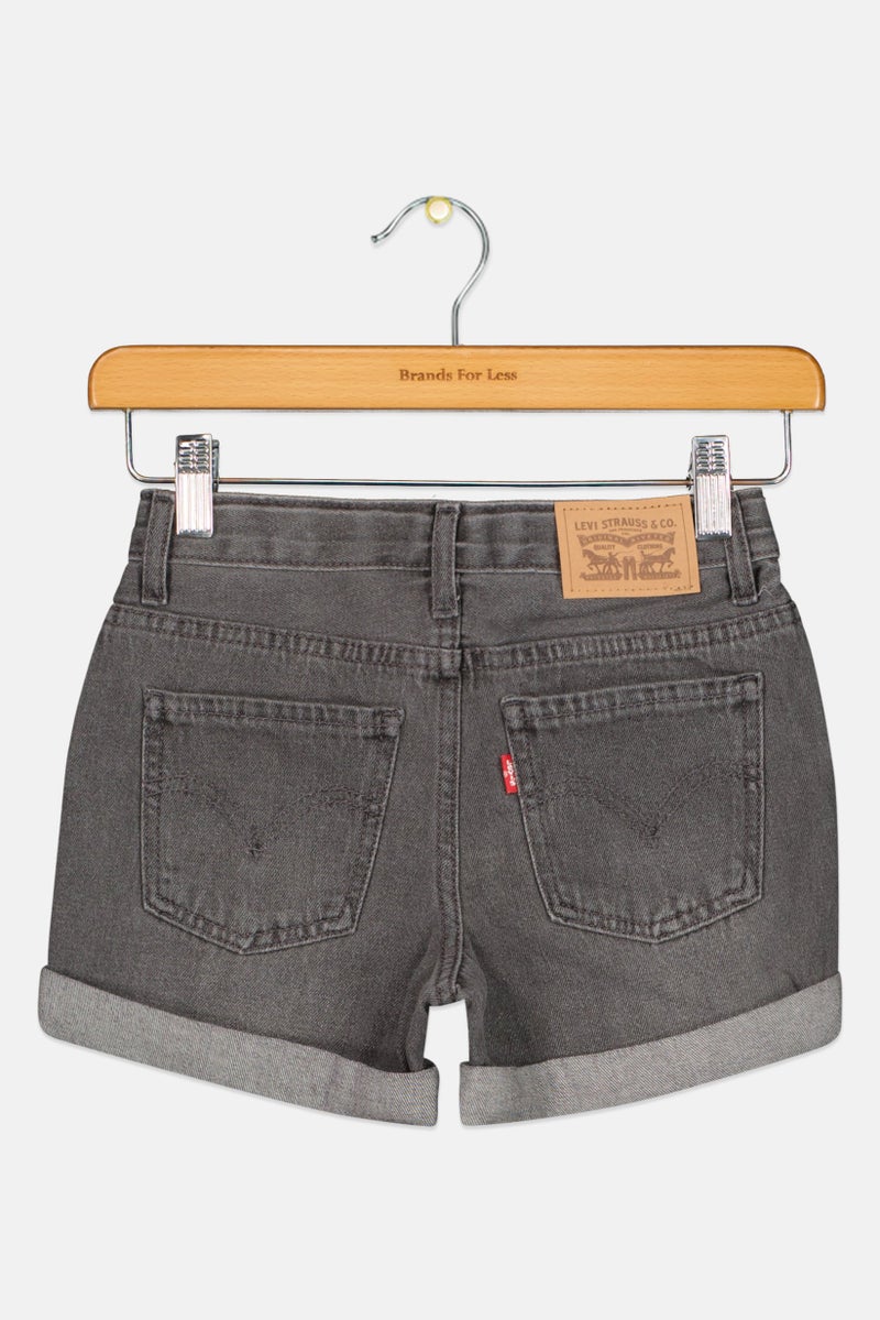 Levi's Kids Girl Washed Girlfriend Denim Shorts, Grey - Image 3