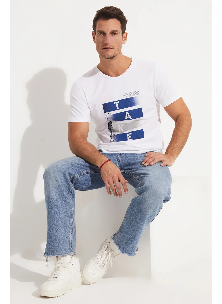 جون Men's Regular Fit 100% Cotton Printed Crew Neck T-Shirt