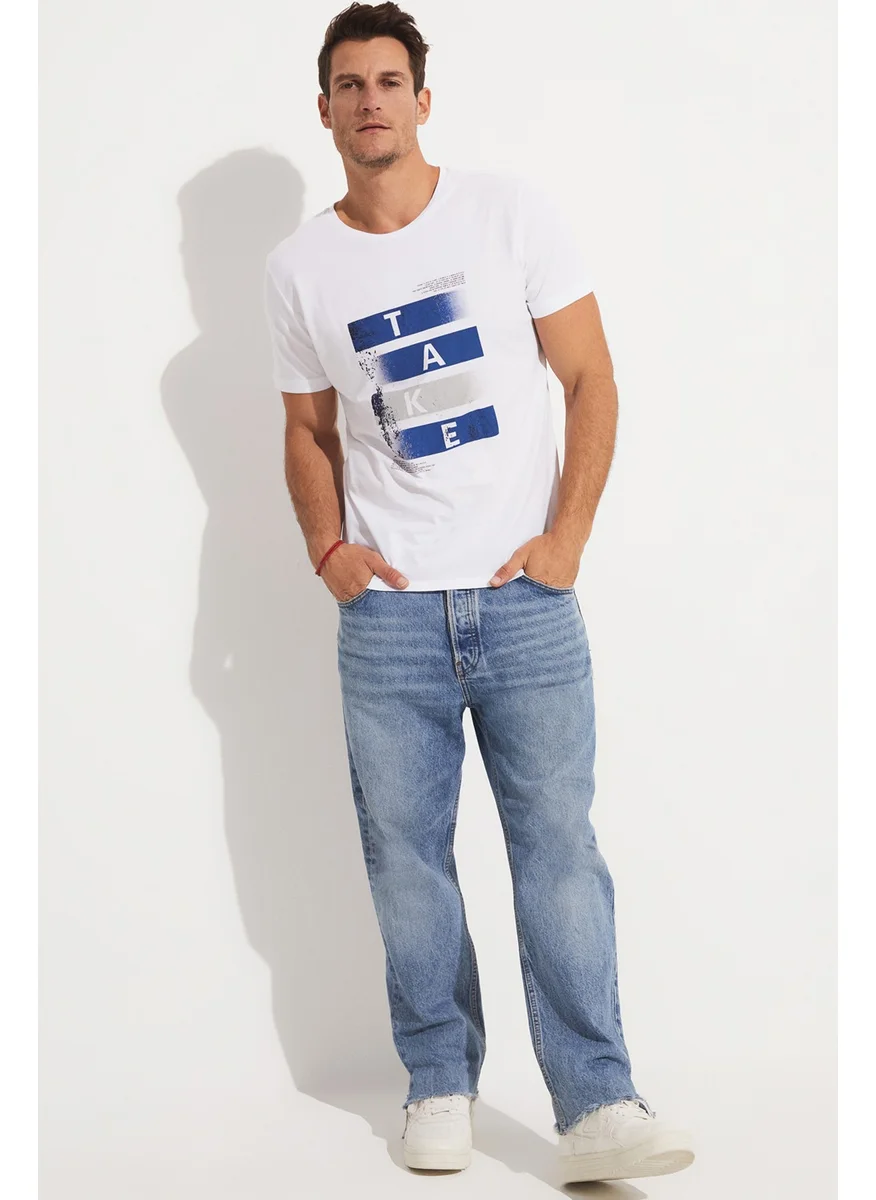 جون Men's Regular Fit 100% Cotton Printed Crew Neck T-Shirt