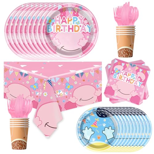 NF orange 81Pcs Pink Dog Birthday Party Tableware Set Cute Dog Party Decoration Pink Cartoon Birthday Party Supplies - Image 1