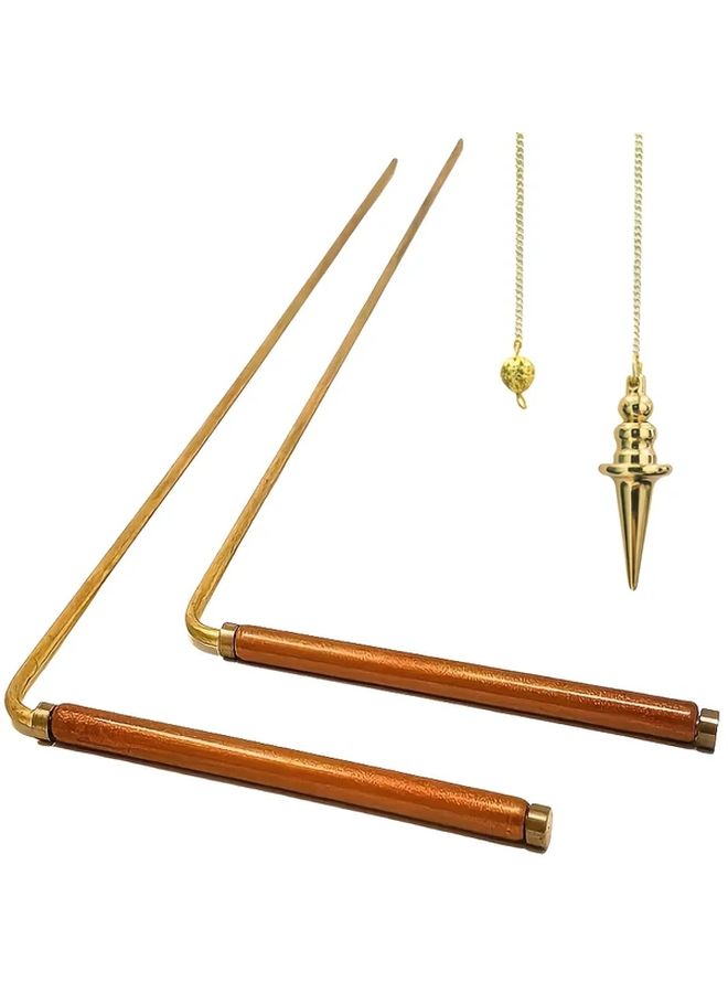 4pcs Two Color Dowsing Rod Pendulum Divination Set For Hunting Water Treasure Metal - Image 1
