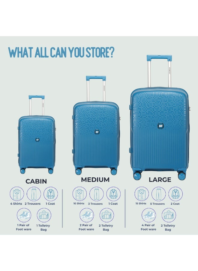 BRITISH TOURISTER 3 Piece Polypropylene Hard Side Spinner Luggage Trolley Set 20/24/28 Inch - Peacock Blue - Image 2