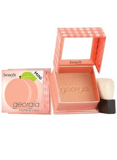 benefit "Benefit Cosmetics Mini Georgia Golden Peach Blush – Soft Golden Peach Powder Blush with Subtle Shimmer for a Radiant Glow, Travel Size 4g  - Image 1