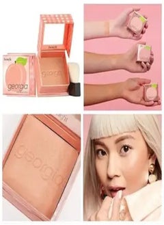benefit "Benefit Cosmetics Mini Georgia Golden Peach Blush – Soft Golden Peach Powder Blush with Subtle Shimmer for a Radiant Glow, Travel Size 4g  - Image 2