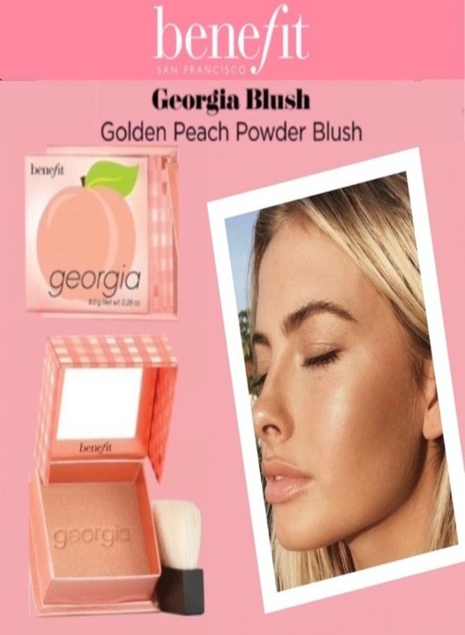 benefit "Benefit Cosmetics Mini Georgia Golden Peach Blush – Soft Golden Peach Powder Blush with Subtle Shimmer for a Radiant Glow, Travel Size 4g  - Image 4