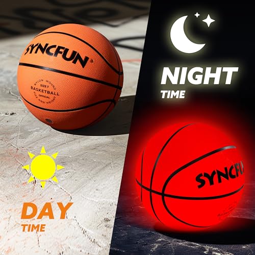 SYNCFUN Glow in The Dark Basketball Size 7 Light Up Basketball for Night Games Cool Birthday Gift for Boys Age 712 Teen Outdoor Sports Toy Halloween - Image 5