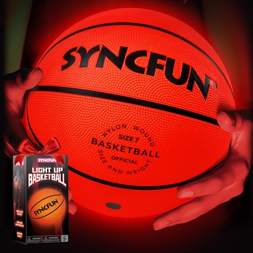 SYNCFUN Glow in The Dark Basketball Size 7 Light Up Basketball for Night Games Cool Birthday Gift for Boys Age 712 Teen Outdoor Sports Toy Halloween - Image 1