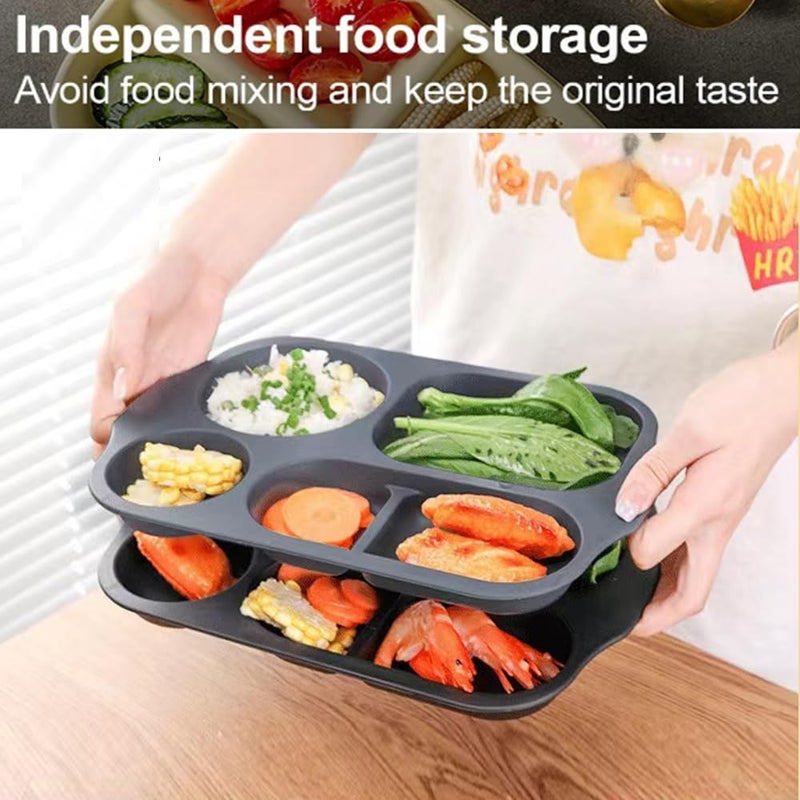 RUIBOLU Large 12 Inch Wheat Straw Divided Plates for Adults picnic  Unbreakable Portion Control Plate  Reusable Plastic Compartment Plates  dinner Plates Dessert Plates  BPA Free - Image 2