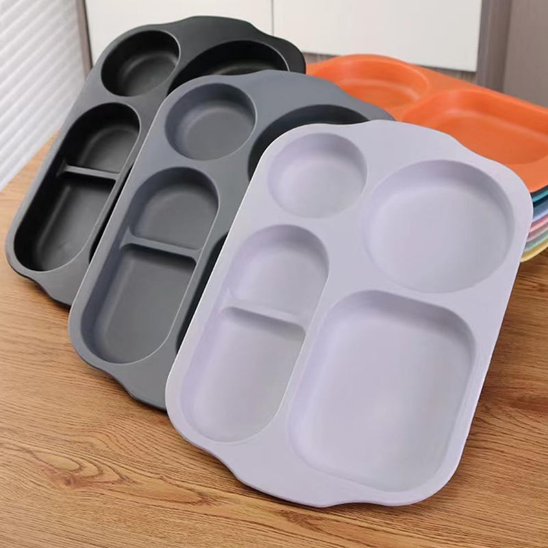 RUIBOLU Large 12 Inch Wheat Straw Divided Plates for Adults picnic  Unbreakable Portion Control Plate  Reusable Plastic Compartment Plates  dinner Plates Dessert Plates  BPA Free - Image 1