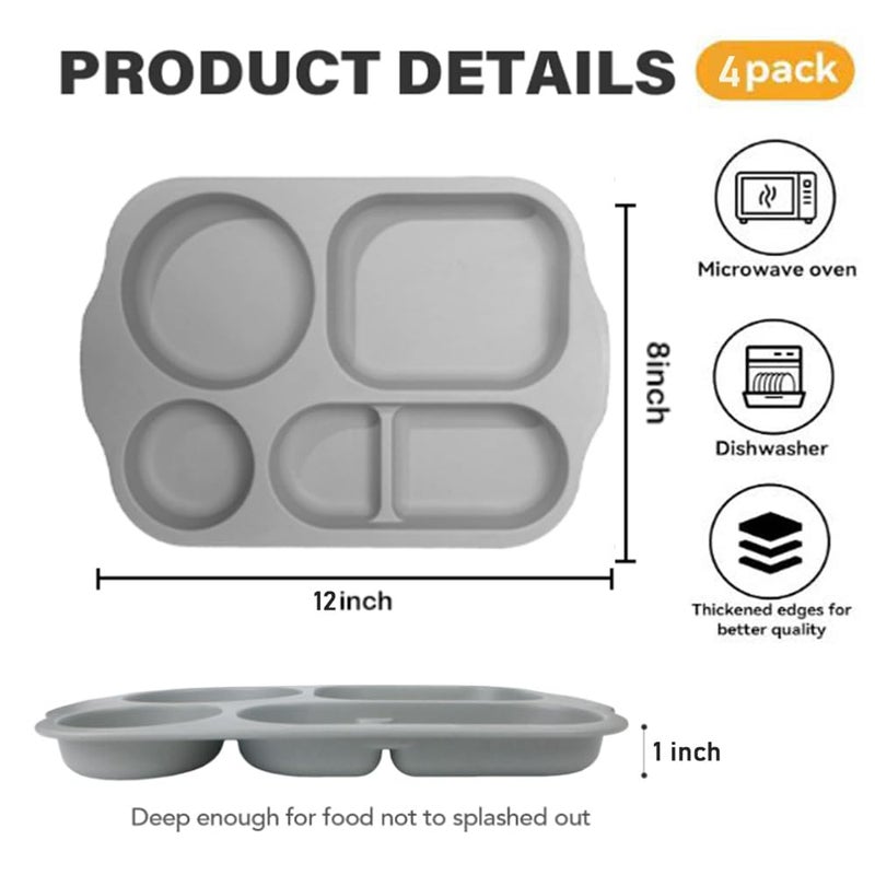 RUIBOLU Large 12 Inch Wheat Straw Divided Plates for Adults picnic  Unbreakable Portion Control Plate  Reusable Plastic Compartment Plates  dinner Plates Dessert Plates  BPA Free - Image 4