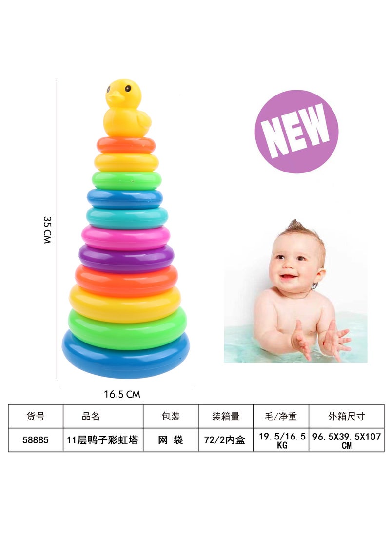 null - Colorful Duck Stacking Rings Toy for ToddlersRainbow Stacked Duck (11 laps) Rainbow Stacked Duck (11 laps) - Image 1