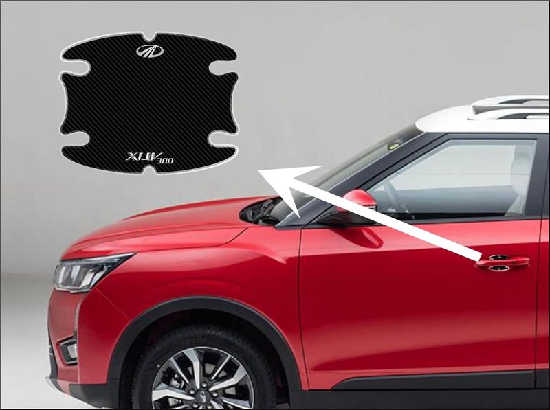 BIG FLAG BFRC 3D Gel Finish Car Door Carbon Fiber Handle Cup Scratch Guard Sticker Universal for Specific Brand (Pack of 4) (MRDRCFVAR) (XUV300_Mahindra) - Image 2