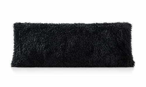 Reafort Luxury Faux Fur Body Pillow Cover 21" x 54", Long Hair PV Plush Body Pillow Case with Hidden Zipper Closure, Ultra Soft Fluffy Decorative Long Pillow Cover (Black, Body) - Image 2