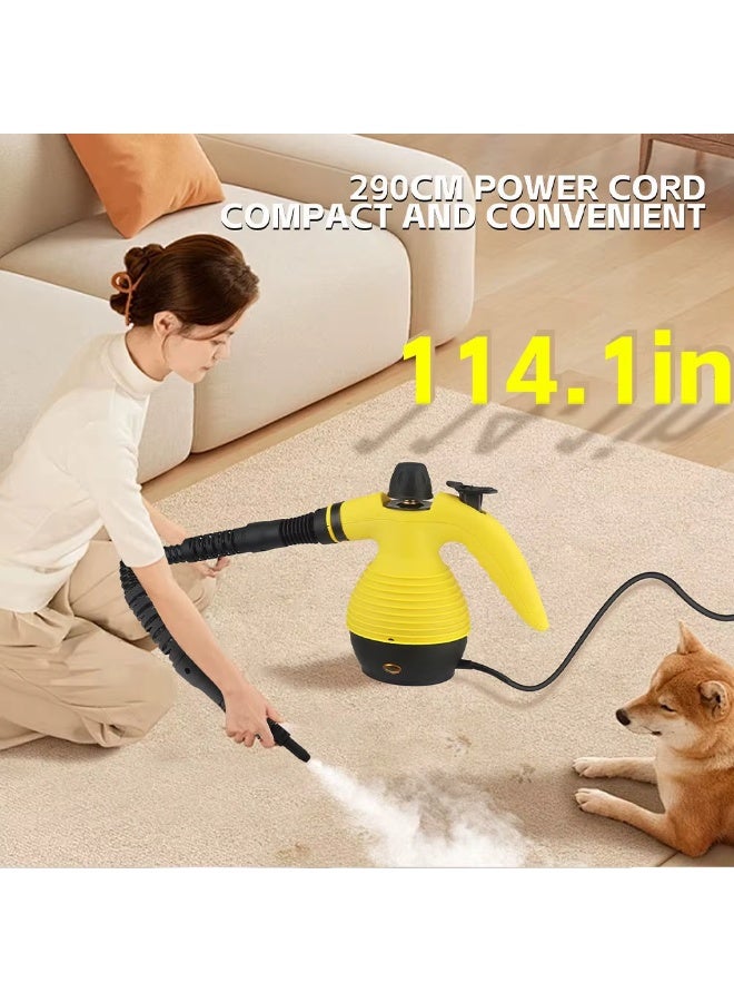 دينكس منظف بخار محمول باليد DENX DX2911 – بقدرة 1200 واط وضغط بخار عالي 300 كيلوباسكال – خزان مياه 350 مل – بخار بدرجة حرارة 120°C للتنظيف والتعقيم العميق – جهاز تنظيف بالبخار متعدد الوظائف 14 في 1 للأسطح والمطابخ والسيارات - Image 4