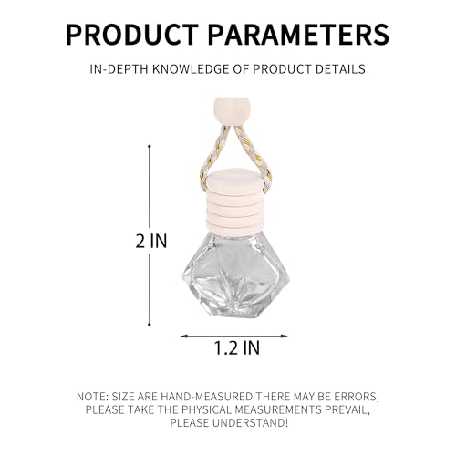 Couslcd 5PCS Hanging Car Air Freshener, Auto Interior Decoration 8 ml Oil Diffuser Perfume Aromatherapy Pendant Empty Glass Bottle, Fragrance Ornament with Vent Clip Wooden Cap and Rope (5, Rhombic) - Image 4