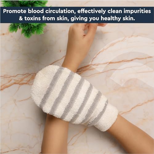 GUBB Bath Mitt Glove for Dead Skin Removal | Exfoliating Bath Mitten with Loofah | Shower Scrubber Glove for Body Exfoliation,Scrub Gloves,Blackheads,Tan Removal,Dead Skin Cells,Promote Blood Circulation,Bath Brush for Dead Skin |Easy to Use - Image 3