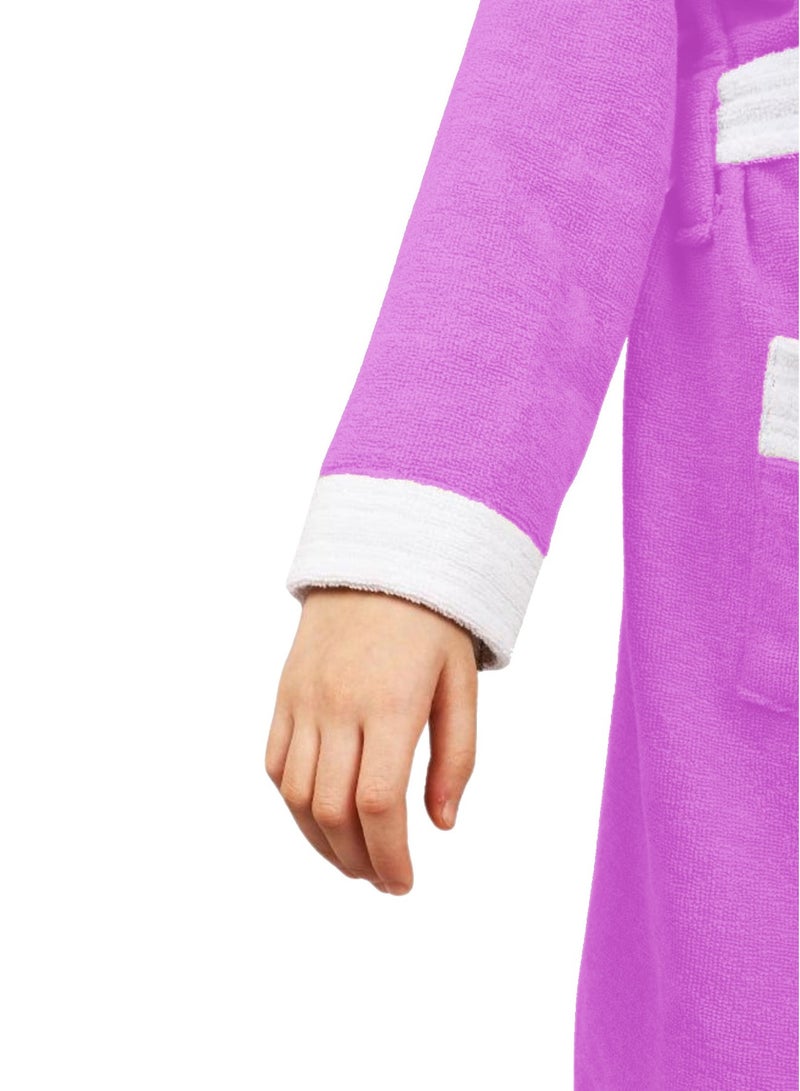 Banotex Pink Pure Cotton Kids Bathrobe with Hood Comfortable for Kids - Girls and Boys - Image 3