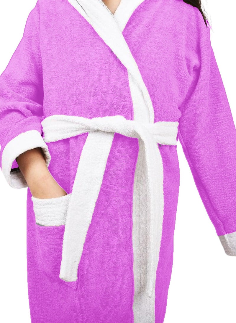 Banotex Pink Pure Cotton Kids Bathrobe with Hood Comfortable for Kids - Girls and Boys - Image 2