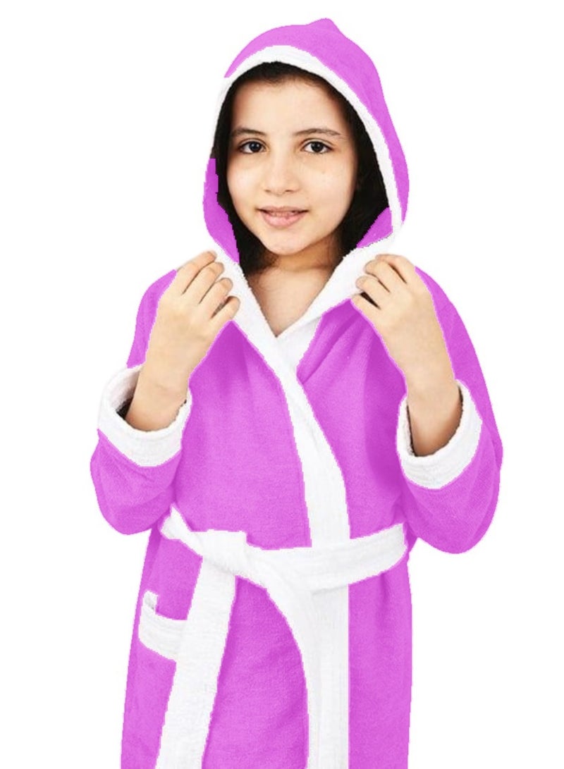 Banotex Pink Pure Cotton Kids Bathrobe with Hood Comfortable for Kids - Girls and Boys - Image 4