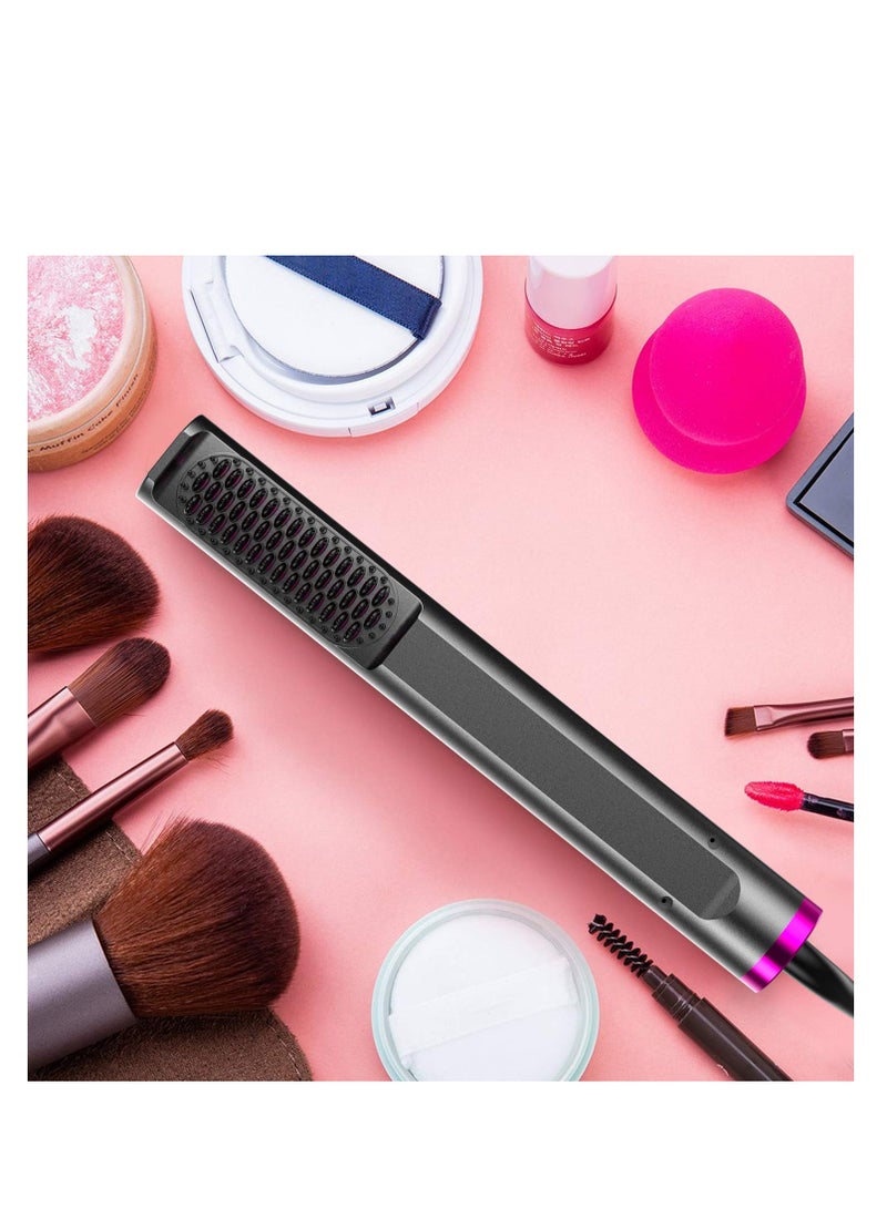 SYOSI مكواة فرد الشعر الاحترافية، 3 في 1 مكواة فرد الشعر، مكواة فرد الشعر وتجعيده، مشط كهربائي ساخن لفرد الشعر، فرشاة فرد الشعر بدرجة حرارة قابلة للتعديل، تسخين فوري - Image 3