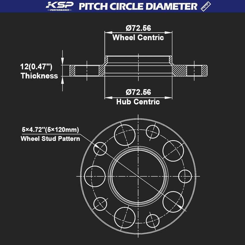 KSP PERFORMANCE KSP 5X120mm Wheel Spacers,12.7mm Hubcentric Forged Tuning Spacer for E36 E46 E90 E92 E60,2pc 1/2"(12.7mm) Aluminum Adapters, 72.56mm Hub Bore for 318i 323i 325i 328i 330i 335i 525i 545i No Lug Bolts - Image 3