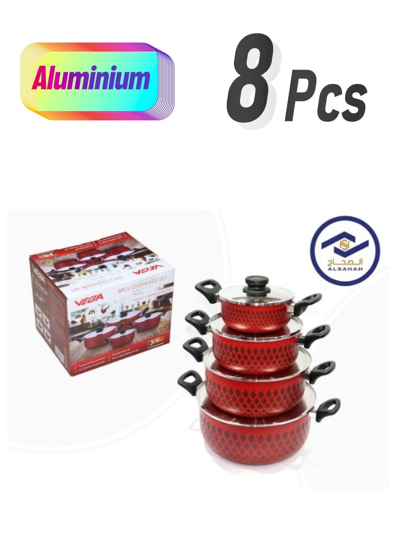 الصحاح طقم قدور المنيوم فيجا 8 قطع - Image 1
