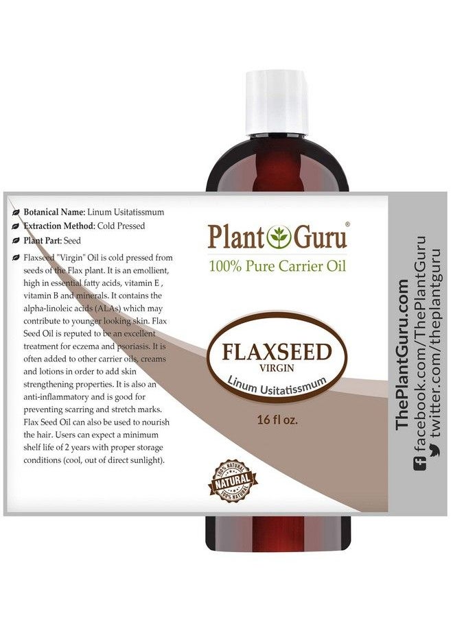 Plant Guru Flaxseed Oil 16 Oz Virgin Unrefined Cold Pressed 100% Pure Natural Carrier Skin Body And Face. Great For Psoriasis Dyi Creams Lotions And Lip Balms.  - Image 3