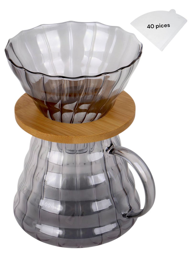 V60 Pour-Over Coffee Set, Glossy Silver, 600ml Capacity, for Professionally Brewing 1-4 Cups of Coffee" - Image 1