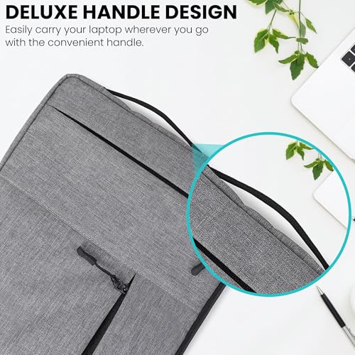 GadgetBite Laptop Bag Sleeve With Handle & Two Front Accessories Pockets Compatible for 15 inch to 15.6" Inches Laptops Notebooks MacBook Water Resistant Laptop cover Sleeves Bags (15 to 15.6") - Grey - Image 4