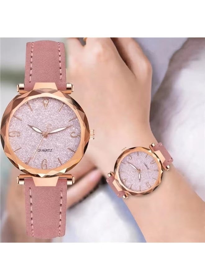 هابي دي مجموعة هدايا ساعات نسائية مع سوار للسيدات والفتيات، ساعة معصم أنالوج كوار츠 بسيطة ونحيفة وعصرية للارتداء اليومي - Image 3