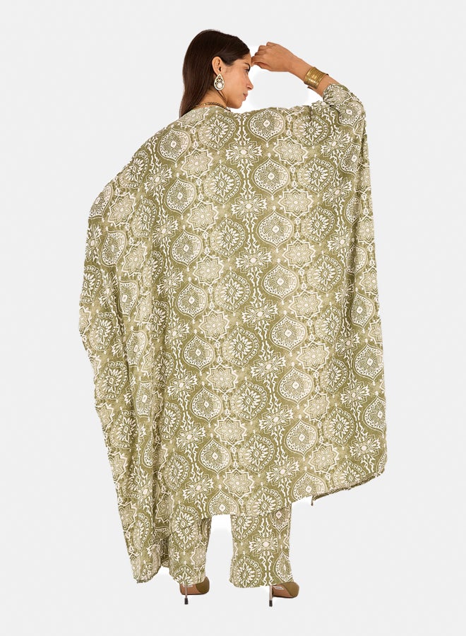 Clue Olive Printed Kimono  - Image 3