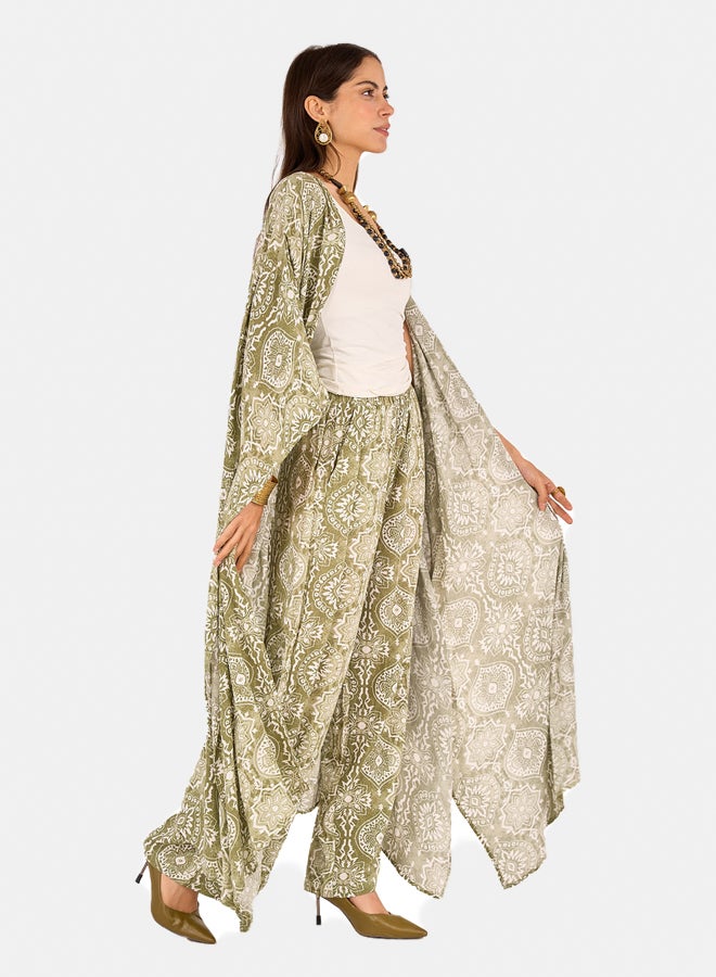 Clue Olive Printed Kimono  - Image 4