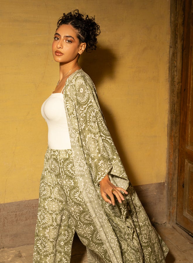 Clue Olive Printed Kimono  - Image 5