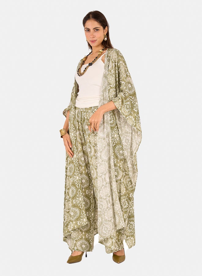 Clue Olive Printed Kimono  - Image 2