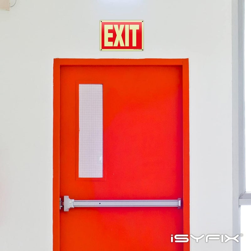 iSYFIX Exit Glow in the Dark Sign Aluminum – 10 Pack 10x7 Inch – Photoluminiscent, Laminated for Ultimate UV, Weather & Fade Resistance, Indoor & Outdoor for Business, School, Office, Warehouse - Image 4