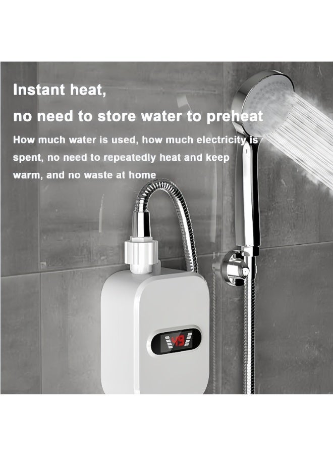 SHENGHUI LCD Digital Display Instant Water Heater, Waterproof 304 Stainless Steel Tankless Rapid Heating, Thermostatic Shower Heating Device, for Kitchen and Bathroom - Image 4