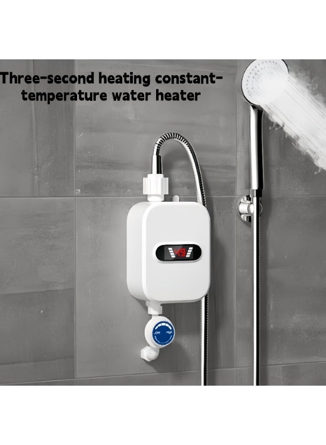 SHENGHUI LCD Digital Display Instant Water Heater, Waterproof 304 Stainless Steel Tankless Rapid Heating, Thermostatic Shower Heating Device, for Kitchen and Bathroom - Image 1